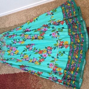 Planet Gold Strapless Floral Dress - Teal and Multicolor